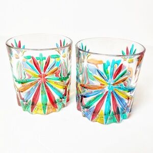 Starburst Hand-Painted Italian Crystal Glass Set